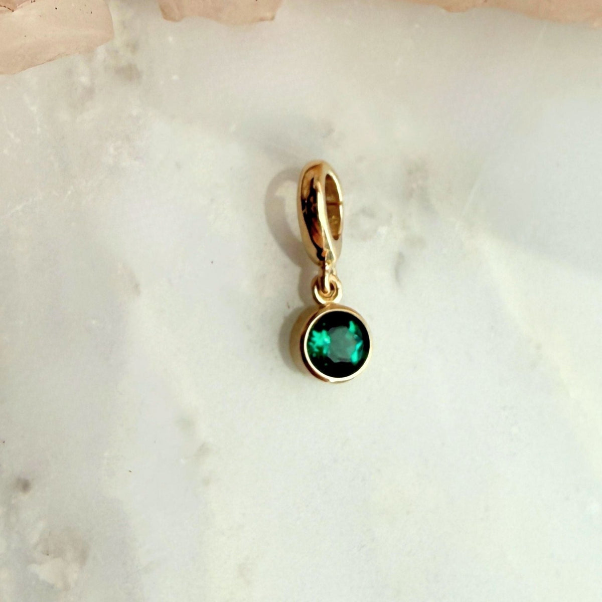 Birthstone Charm in 14K Gold, Bezel Set - Camille Jewelry