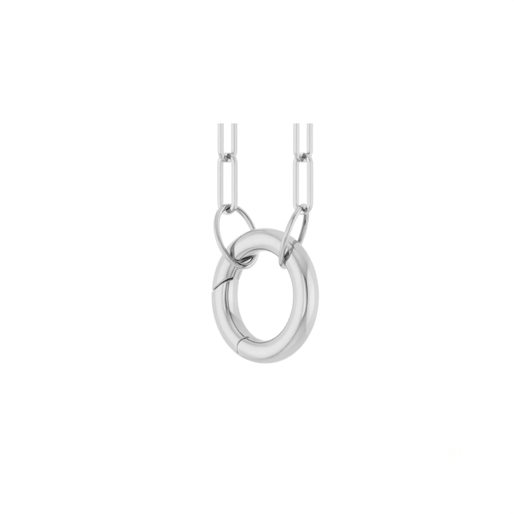 Circle Charm Holder Necklace in Solid 14K Gold - Camille Jewelry