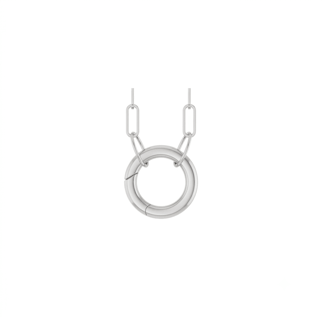 Circle Charm Holder Necklace in Solid 14K Gold - Camille Jewelry