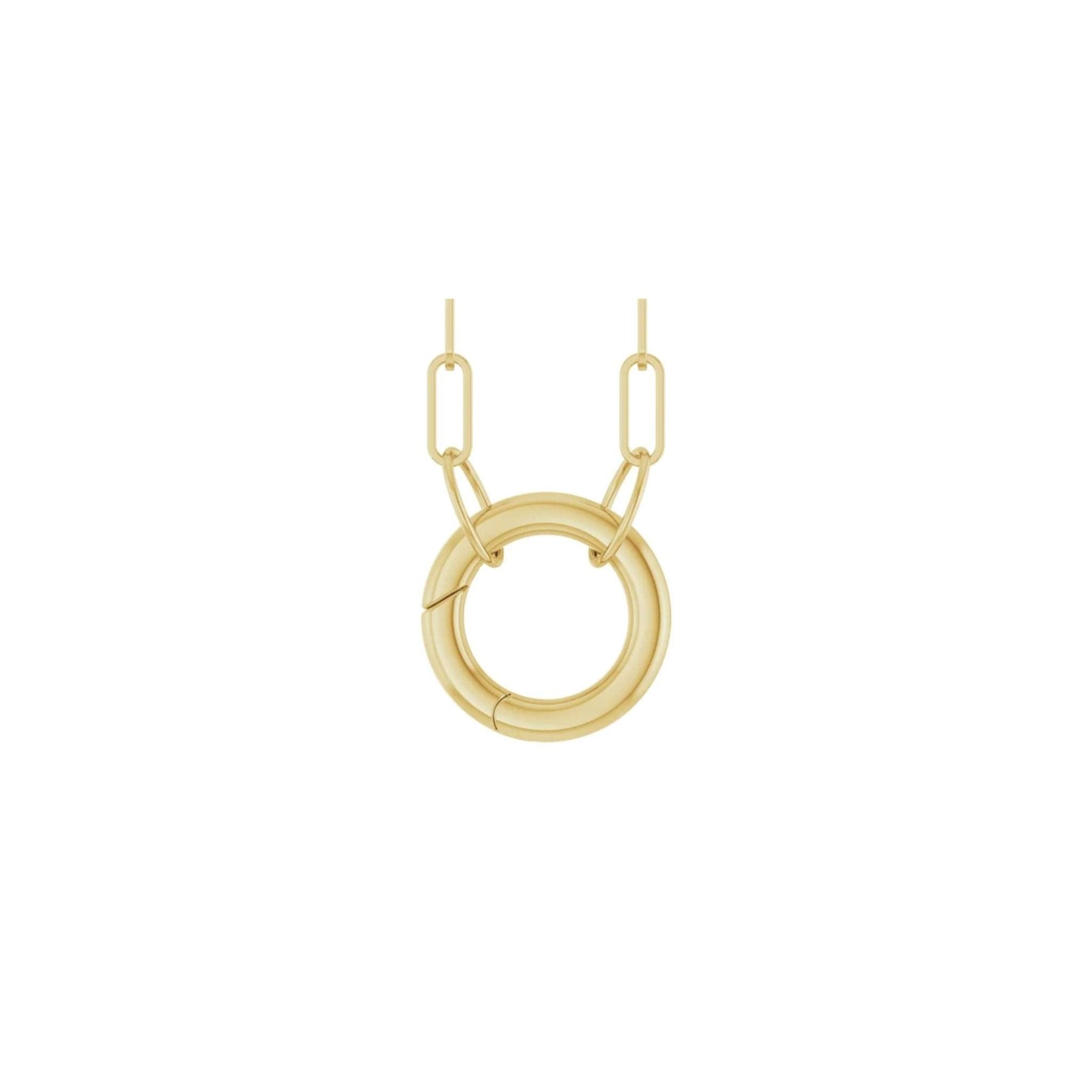 Circle Charm Holder Necklace in Solid 14K Gold - Camille Jewelry