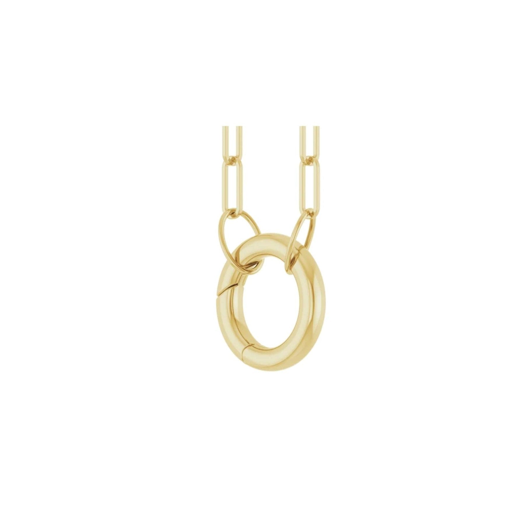 Circle Charm Holder Necklace in Solid 14K Gold - Camille Jewelry