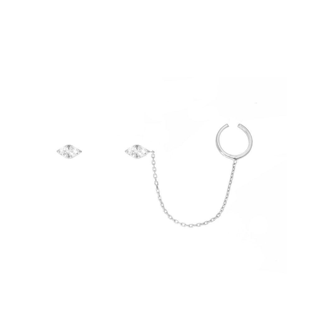 Cuff and Stud Earrings – Sterling Silver Trillion Demi Fine Jewelry - Camille Jewelry