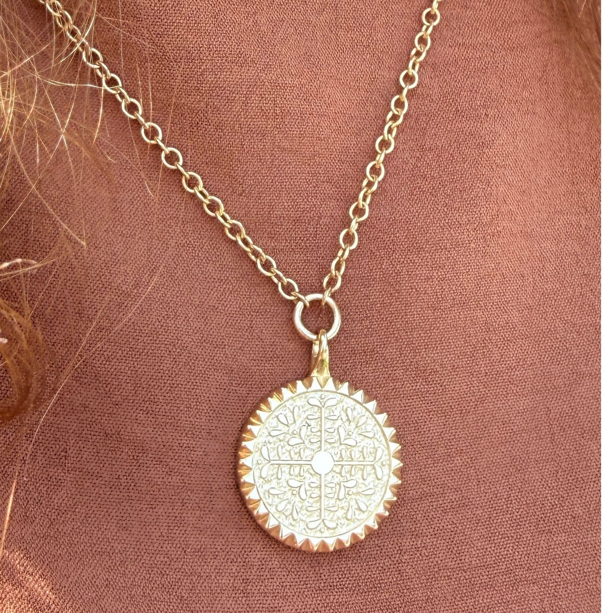 A custom 14K gold pendant customer review for Camille Jewelry