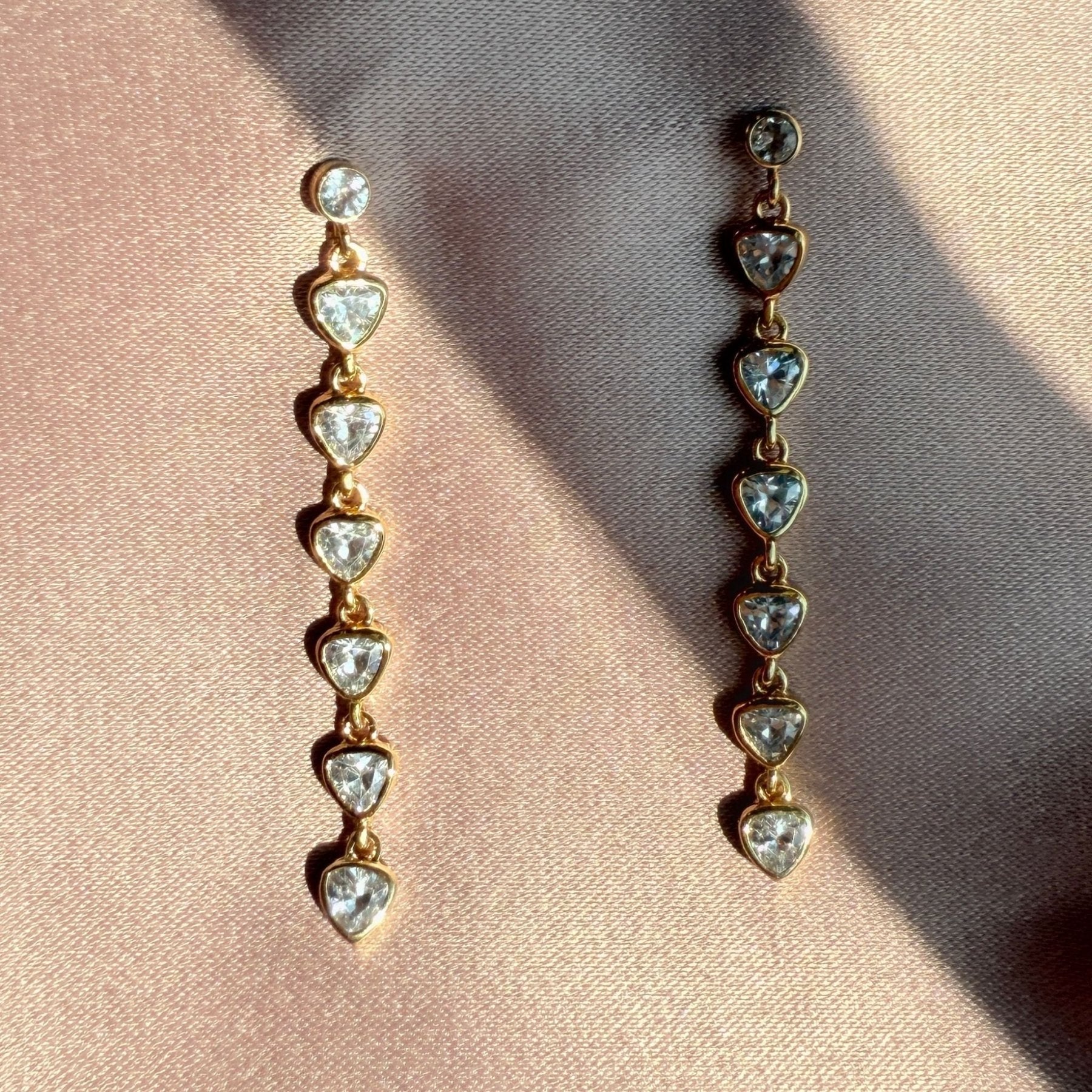 Dangle Earrings – Linear Design with Trillion Stones - Camille Jewelry
