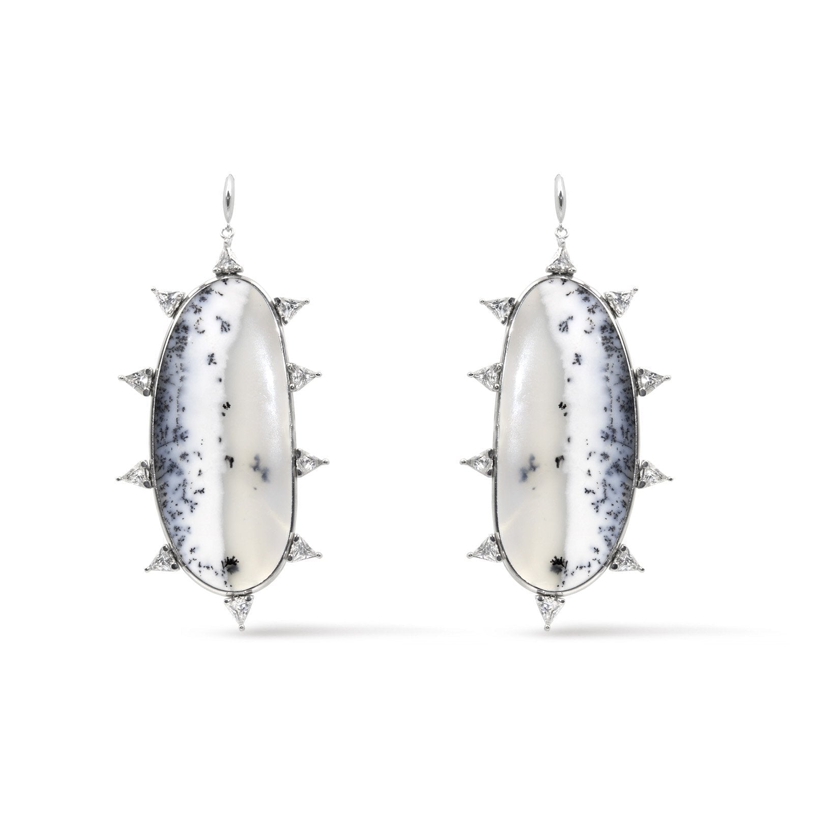 Dendritic Opal Earrings | Starburst Statement Gemstone Jewelr - Camille Jewelry
