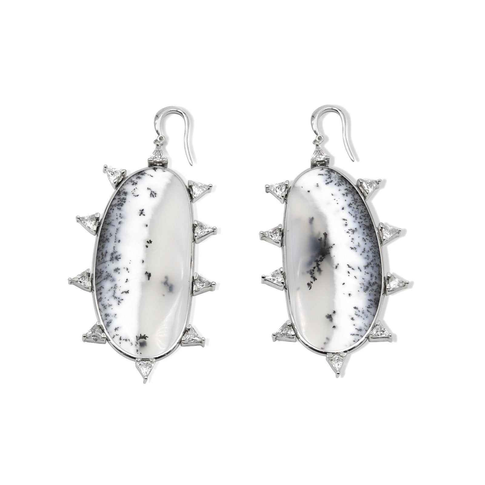 Dendritic Opal Starburst Earrings - Camille Jewelry