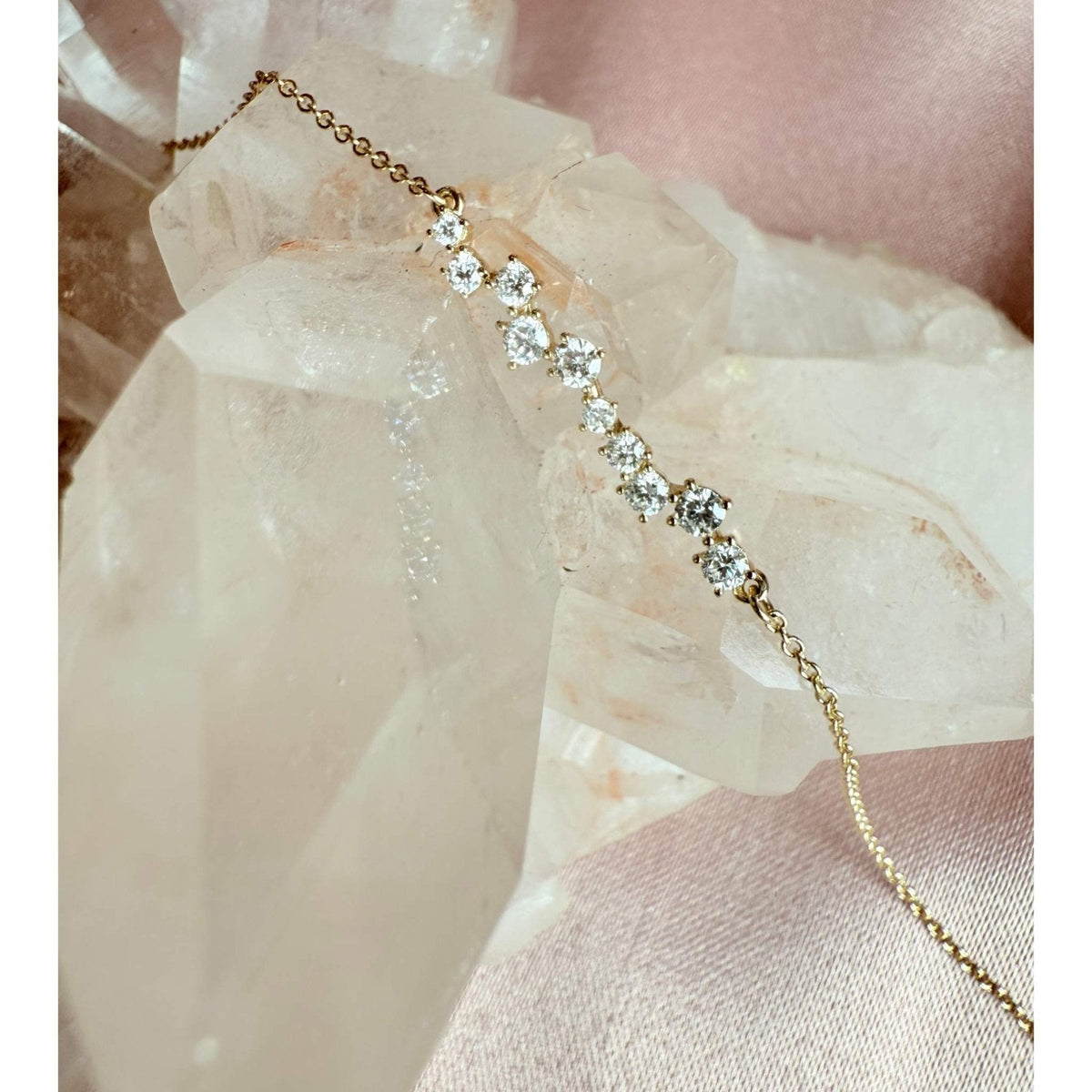 Diamond Bar Bracelet – 14K Yellow Gold, 1/3 CTW Constellation Design - Camille Jewelry