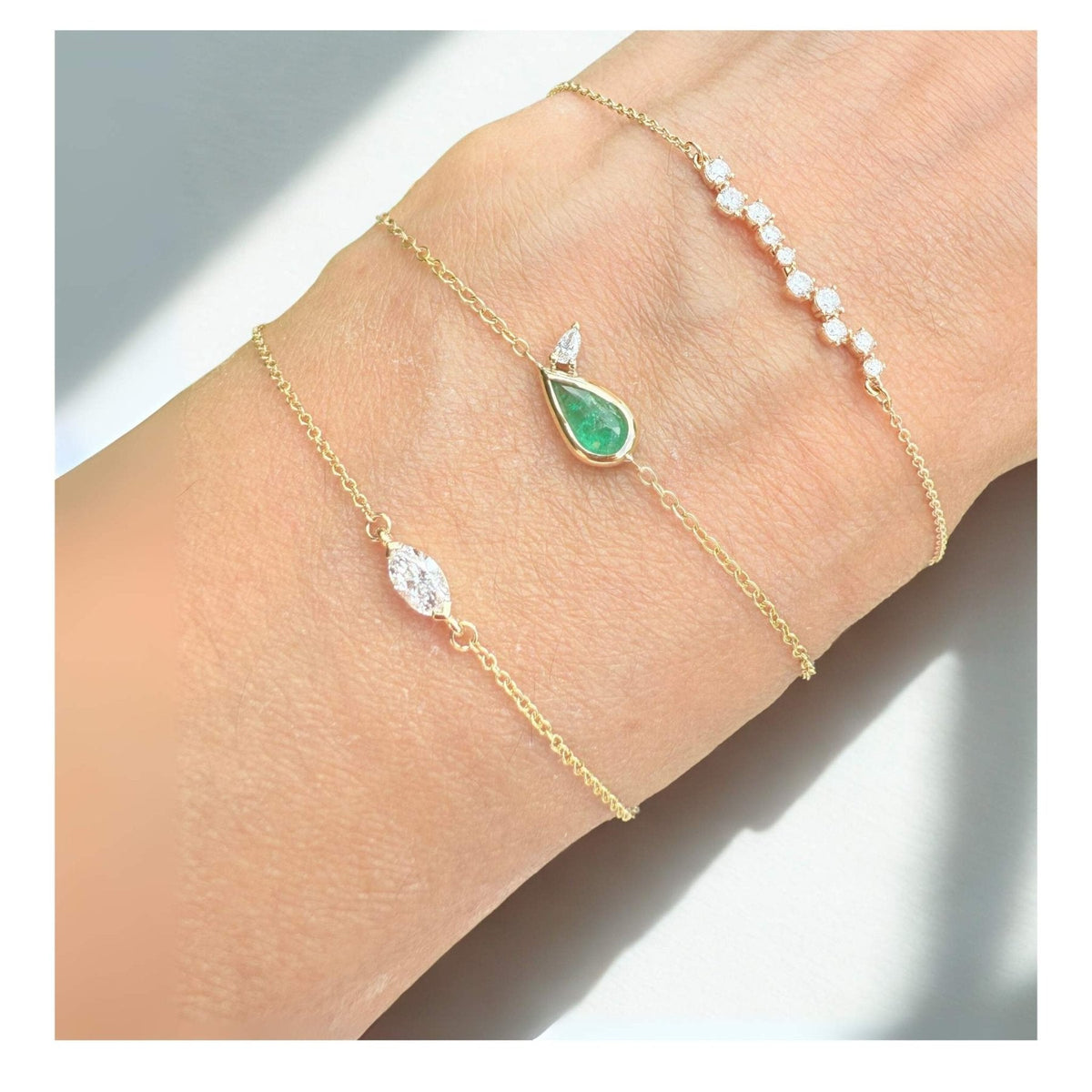 Diamond Bar Bracelet – 14K Yellow Gold, 1/3 CTW Constellation Design - Camille Jewelry