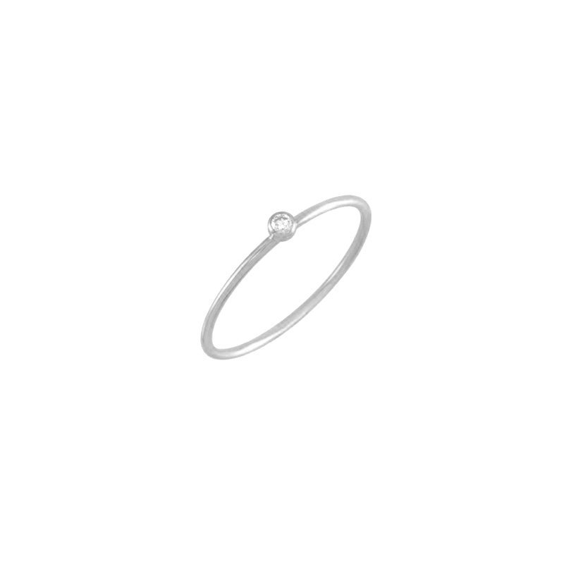 Diamond Bezel Accent Stackable Ring 14K Gold Dainty Band - Camille Jewelry