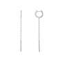 14K white gold Diamond Chain Hinged Hoop Earrings on white background - Camille Jewelry