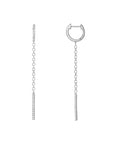 14K white gold Diamond Chain Hinged Hoop Earrings on white background - Camille Jewelry