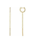 14K yellow gold Diamond Chain Hinged Hoop Earrings on white background - Camille Jewelry