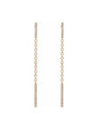 14K Rose gold Diamond Chain Hinged Hoop Earrings front view on white background - Camille Jewelry