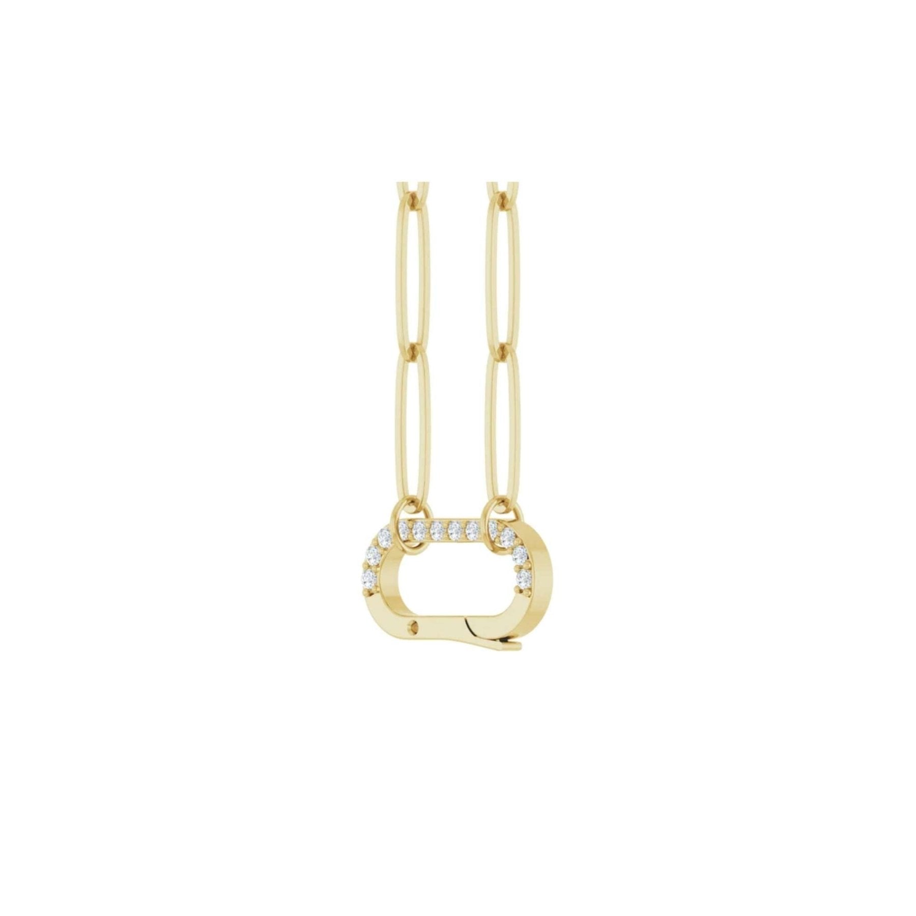 Diamond Charm Holder Necklace in Solid 14K Gold - Camille Jewelry