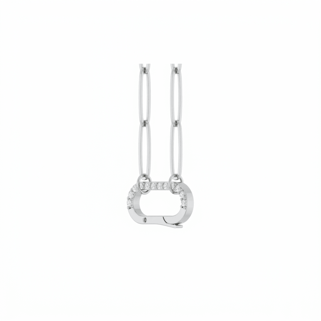 Diamond Charm Holder Necklace in Solid 14K Gold - Camille Jewelry
