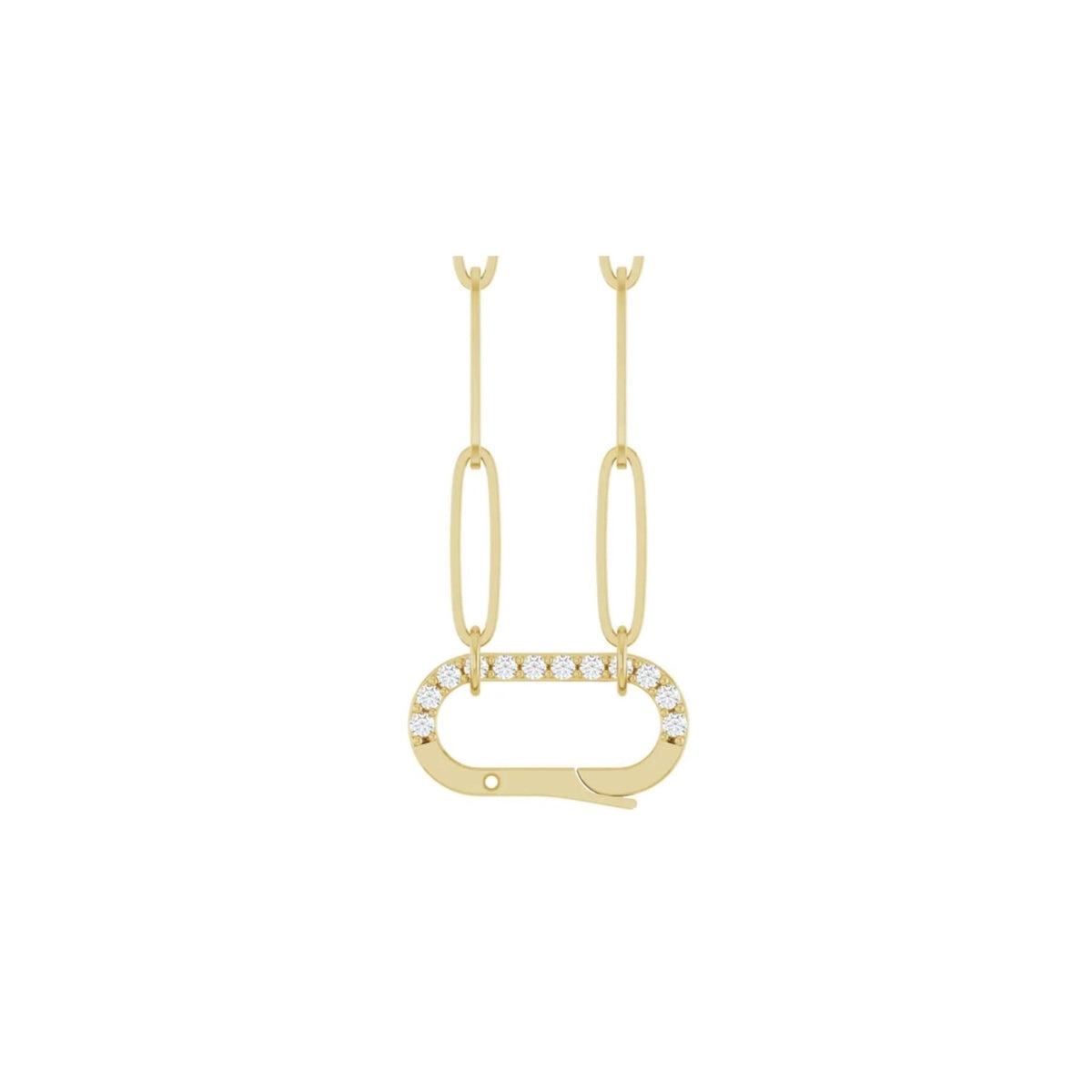 Diamond Charm Holder Necklace in Solid 14K Gold - Camille Jewelry