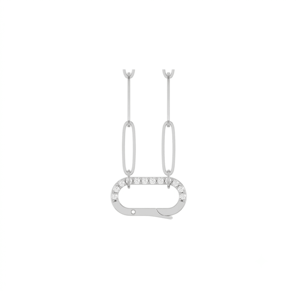 Diamond Charm Holder Necklace in Solid 14K Gold - Camille Jewelry