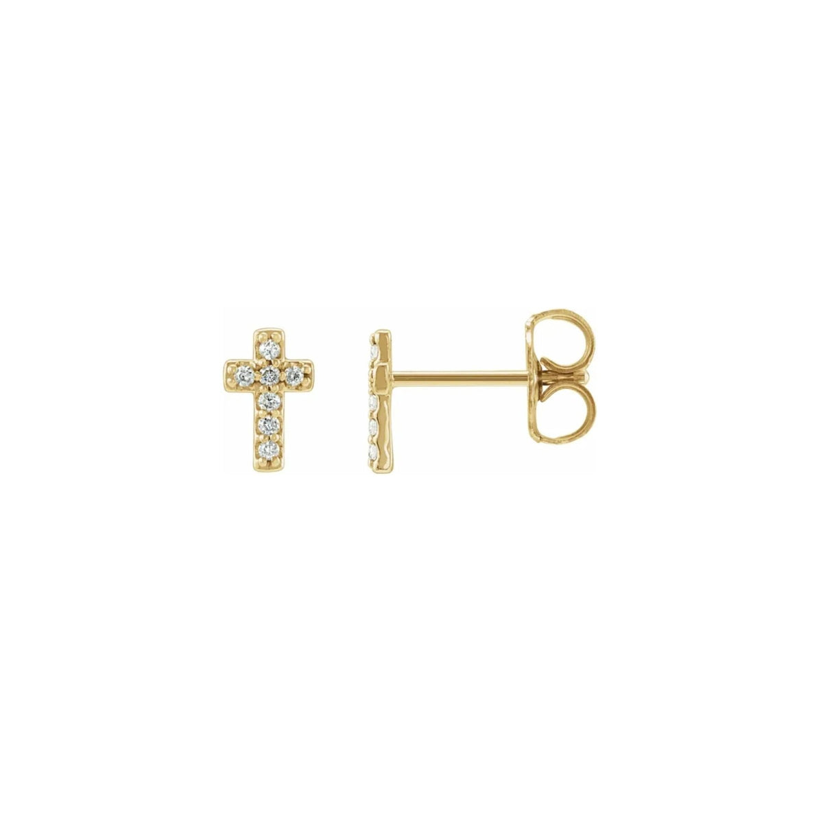 Diamond Cross Stud Earrings – Gold Fine Jewelry - Camille Jewelry