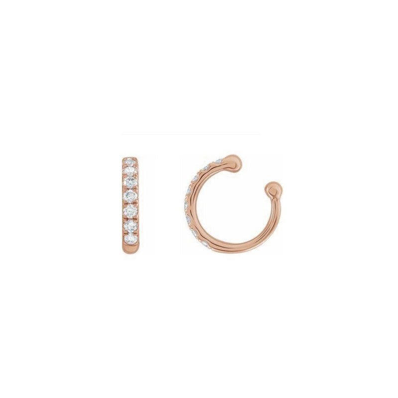 14k rose gold Diamond Ear Cuff on a white background- Camille Jewelry
