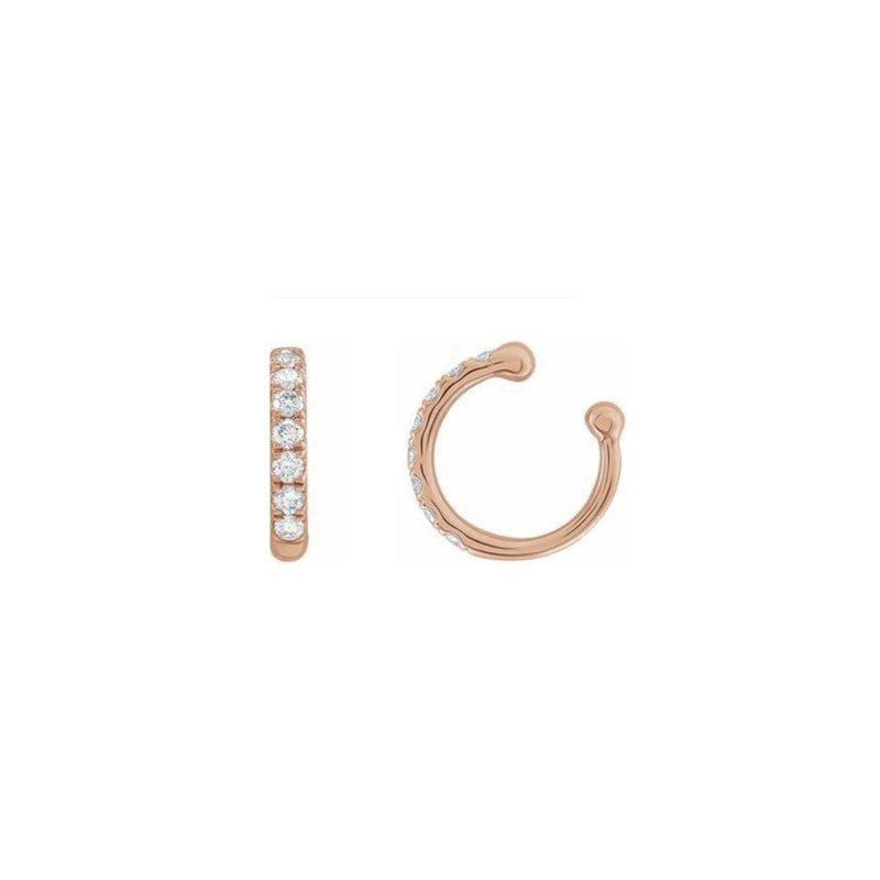 14k rose gold Diamond Ear Cuff on a white background- Camille Jewelry