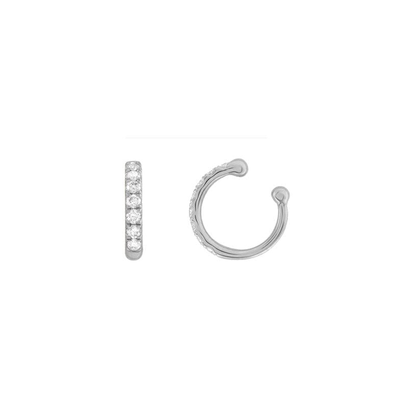 14K white Diamond Ear Cuff on a white background- Camille Jewelry