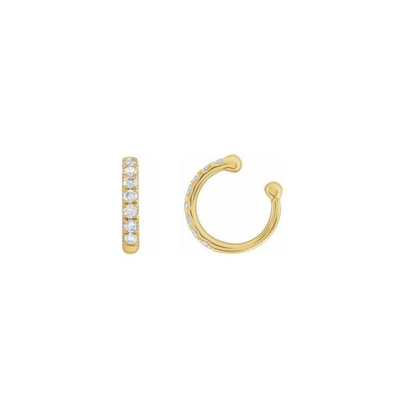 14K yellow gold Diamond Ear Cuff on a white background- Camille Jewelry