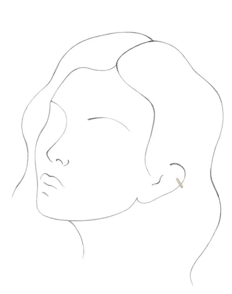 14K yellow gold Diamond Ear Cuff on a woman's face sketch- Camille Jewelry