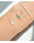 Diamond Emerald Bracelet – 14K Gold Pear - Shaped Emerald with Diamond Accent - Camille Jewelry