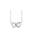 14k white gold Diamond Mini Interlocking Heart Necklace on a white background - Camille Jewelry