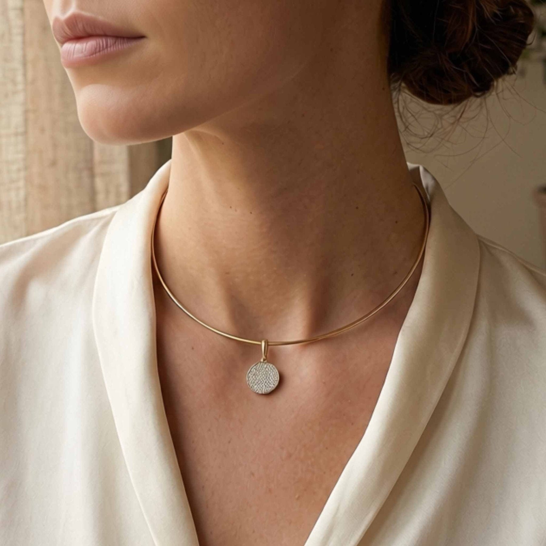 Diamond Pavé Disc Charm in Solid 14K Gold - Camille Jewelry
