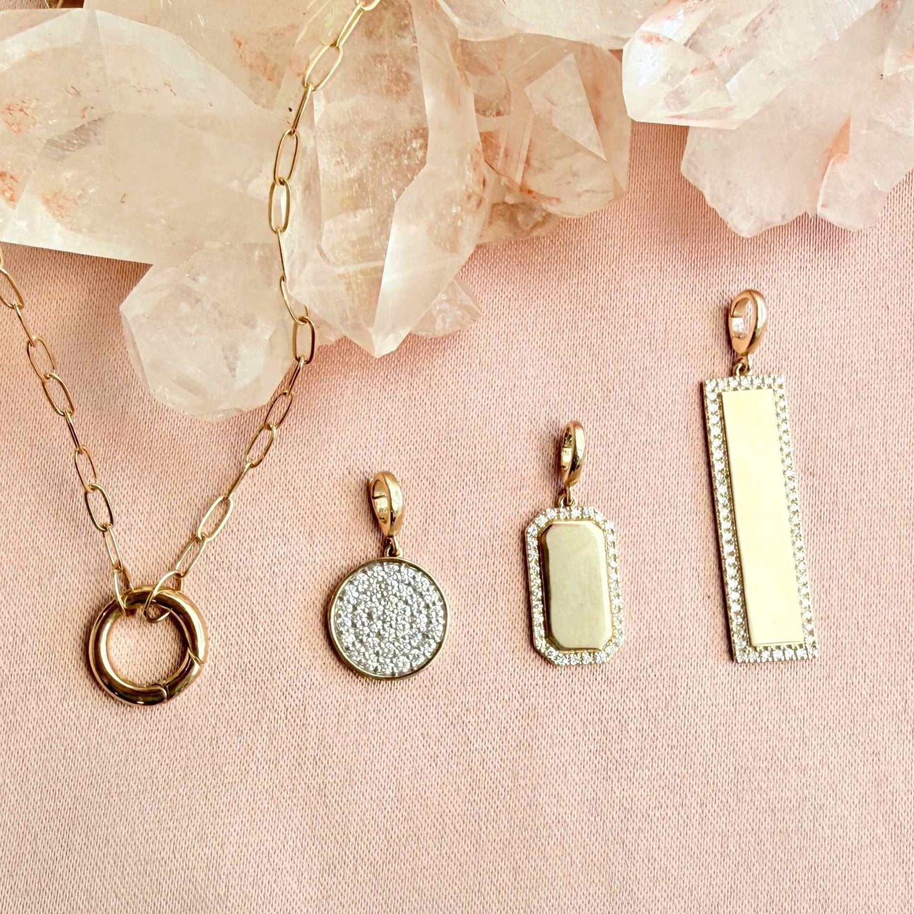 Diamond Pavé Disc Charm in Solid 14K Gold - Camille Jewelry
