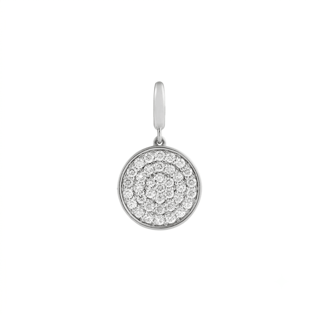 Diamond Pavé Disc Charm in Solid 14K Gold - Camille Jewelry