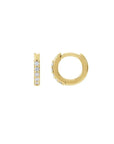 14K yellow gold Small Diamond Hoops On White Background- Camille Jewelry