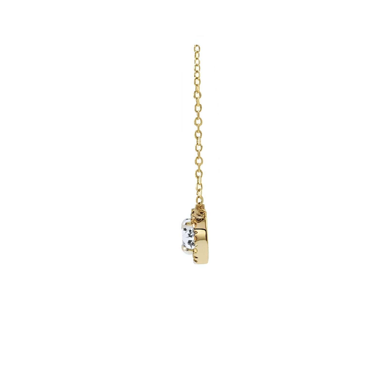 Diamond Solitaire Necklace, French Set Halo Design - Camille Jewelry