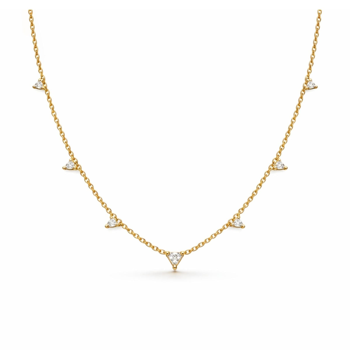 Diamond Station Necklace in 14K Yellow Gold - Camille Jewelry