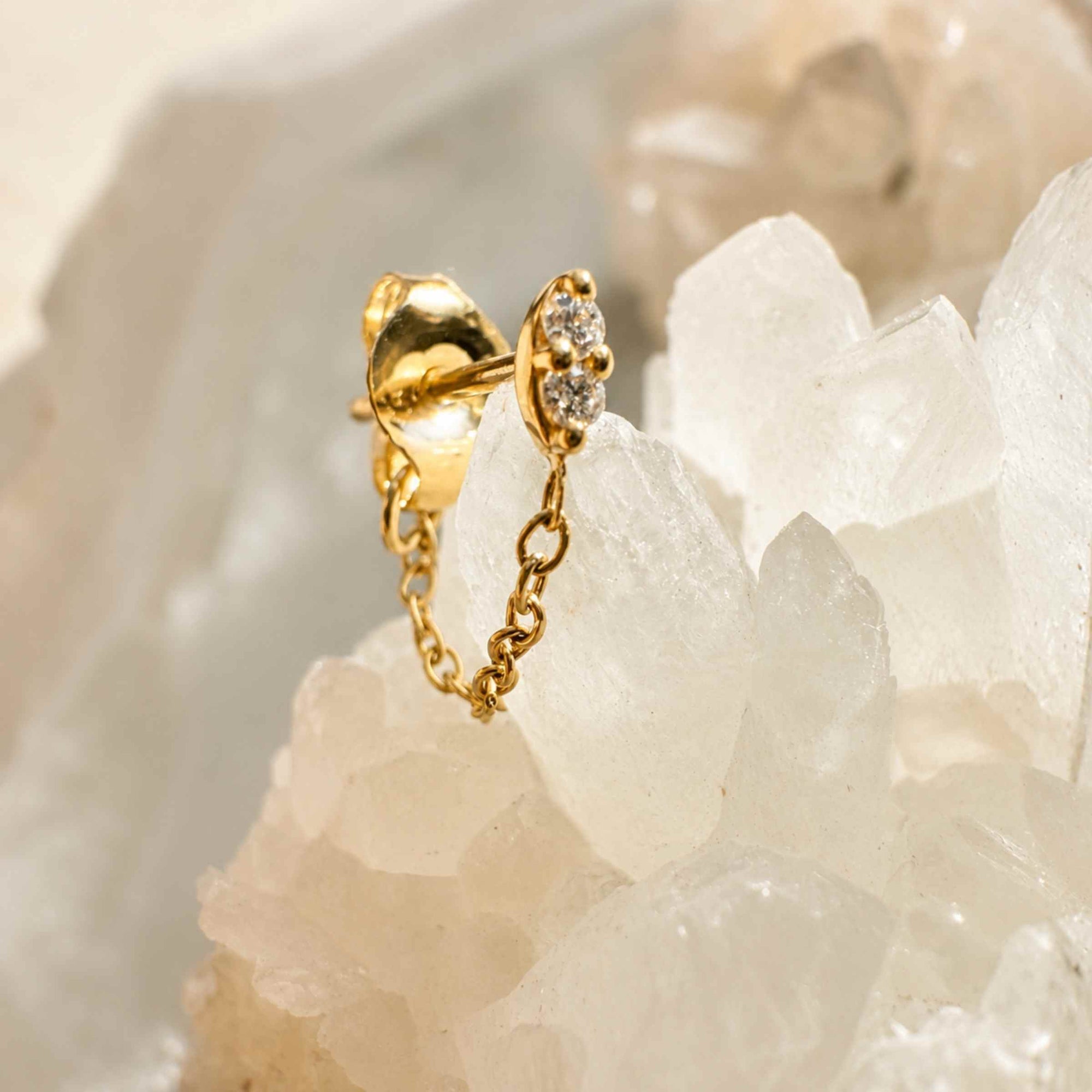 Diamond Studs with Locking Backs in Solid 14K Gold