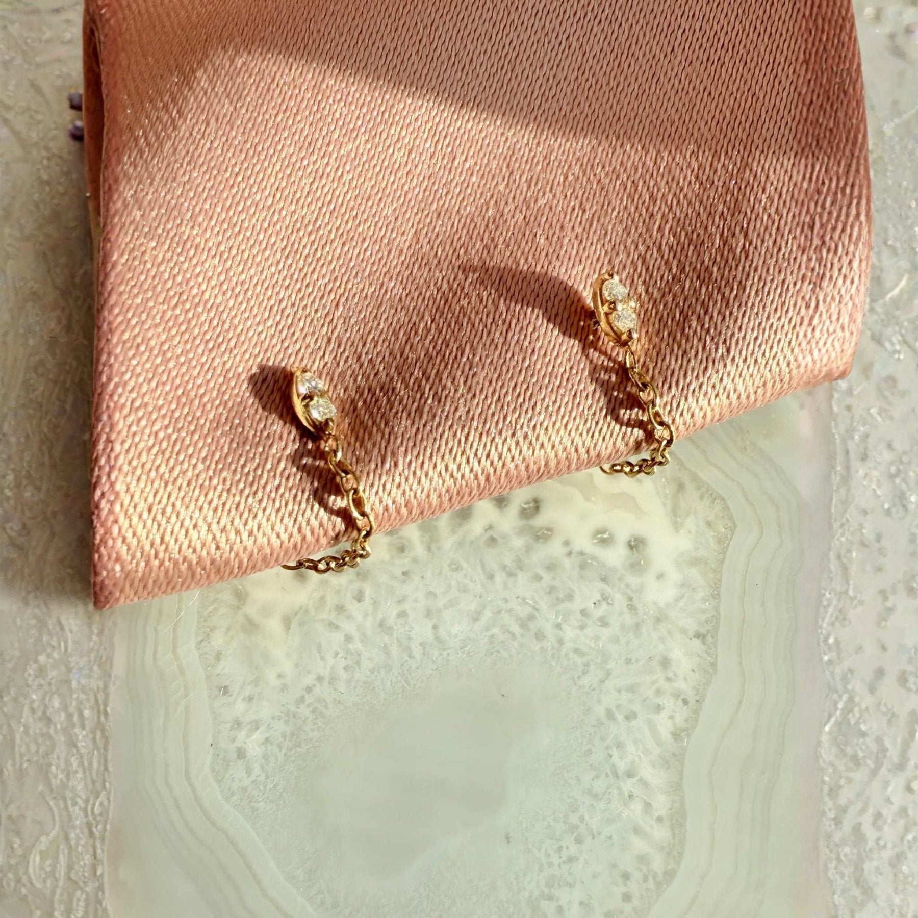 Diamond Studs with Locking Backs in Solid 14K Gold - Camille Jewelry