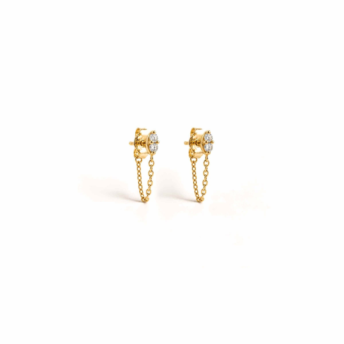 Diamond Studs with Locking Backs in Solid 14K Gold - Camille Jewelry