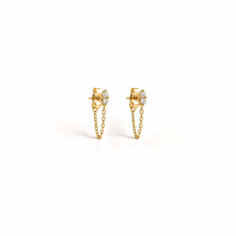 Diamond stud earrings with locking backs in solid 14K gold, a first diamond gift for a daughter by Camille Jewelry