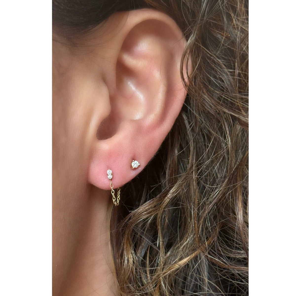 Diamond Studs with Locking Backs in Solid 14K Gold - Camille Jewelry