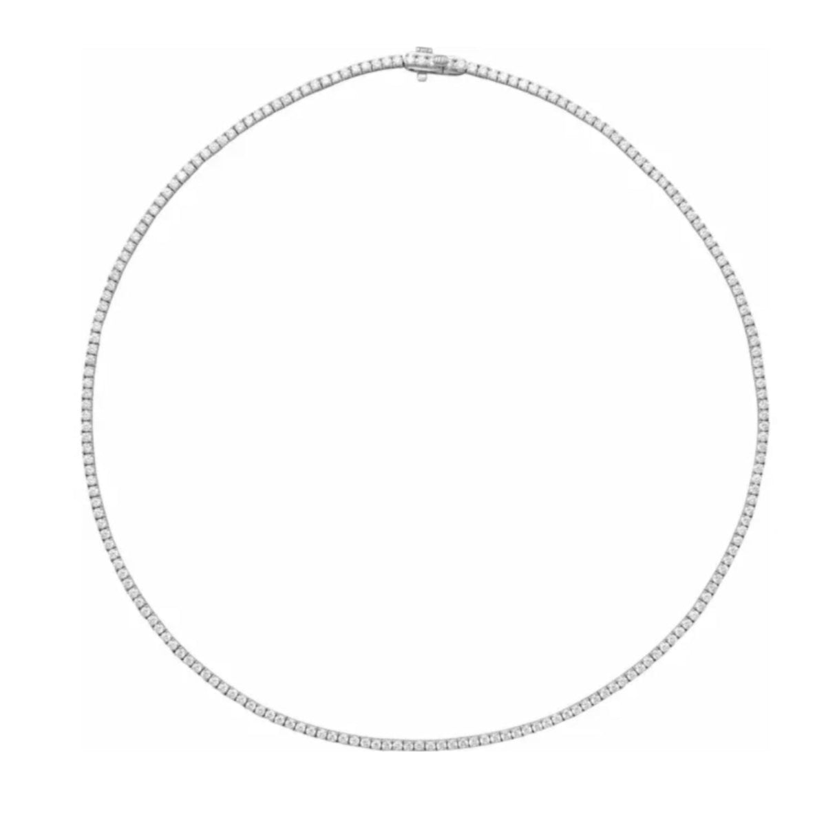 Diamond Tennis Necklace | 5.87 CTW Lab-Created or Natural Diamonds in white gold on a white background - Camille Jewelry