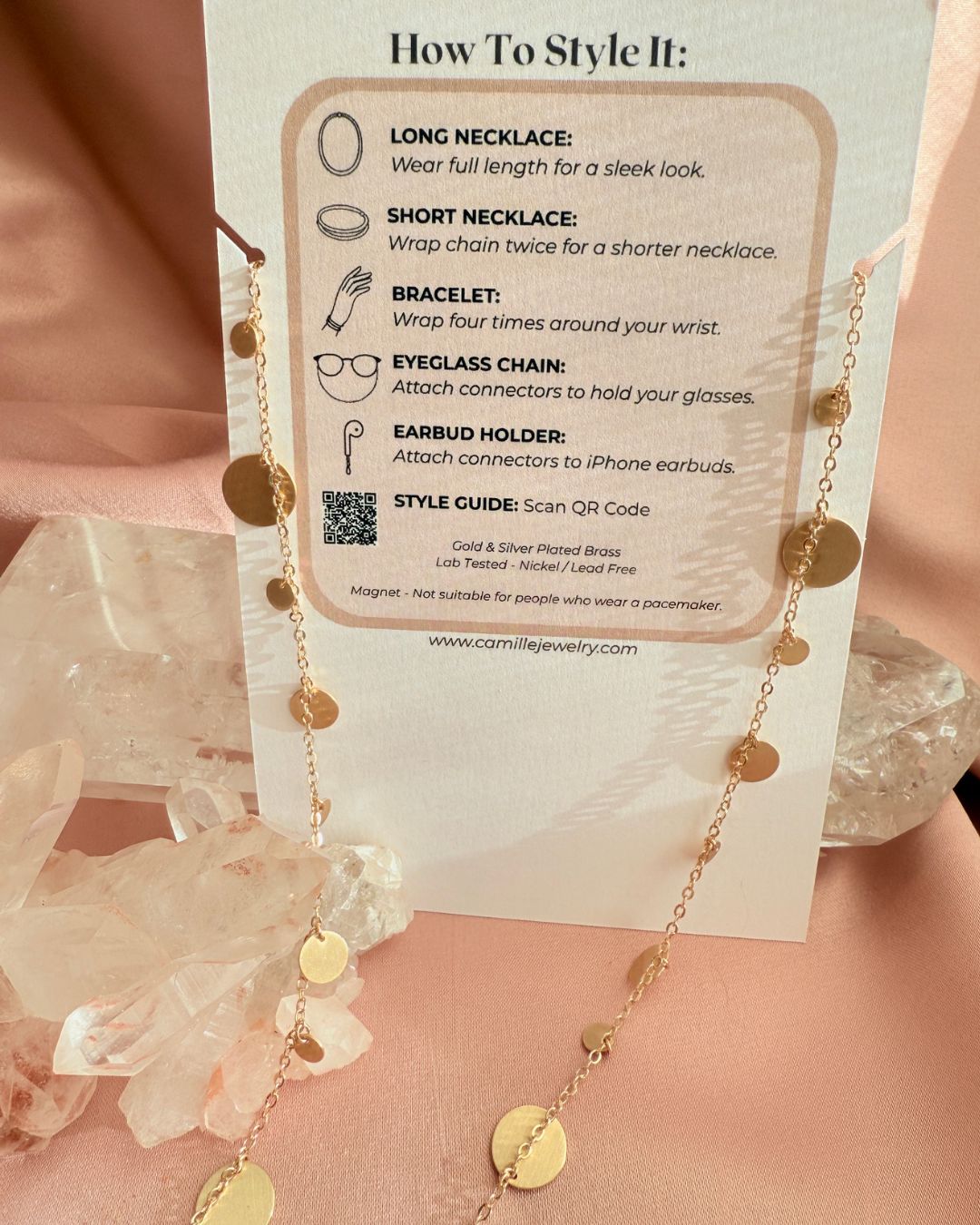 Disc Charm Convertible Necklace and Eyeglass Chain - Camille Jewelry