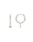 14K white gold Drilled Diamond Hoop Earrings on a white background by Camille Jewelry