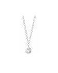 14k white gold floating Drilled Diamond Necklace on a white background- Camille Jewelry