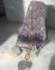 Amethyst druzy Quartz Heart Pendant Necklace | Sparkling Natural Stone Jewelry - Camille Jewelry