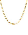 Gold Filled Large Elongated Curb Chain Necklace On White Background - Camille Jewelry