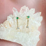Micro Stud Earrings – Emerald and Diamond Glow in 14K Gold - Camille Jewelry