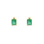 Emerald Stud Earrings with a diamond accent on a white background - Camille Jewelry