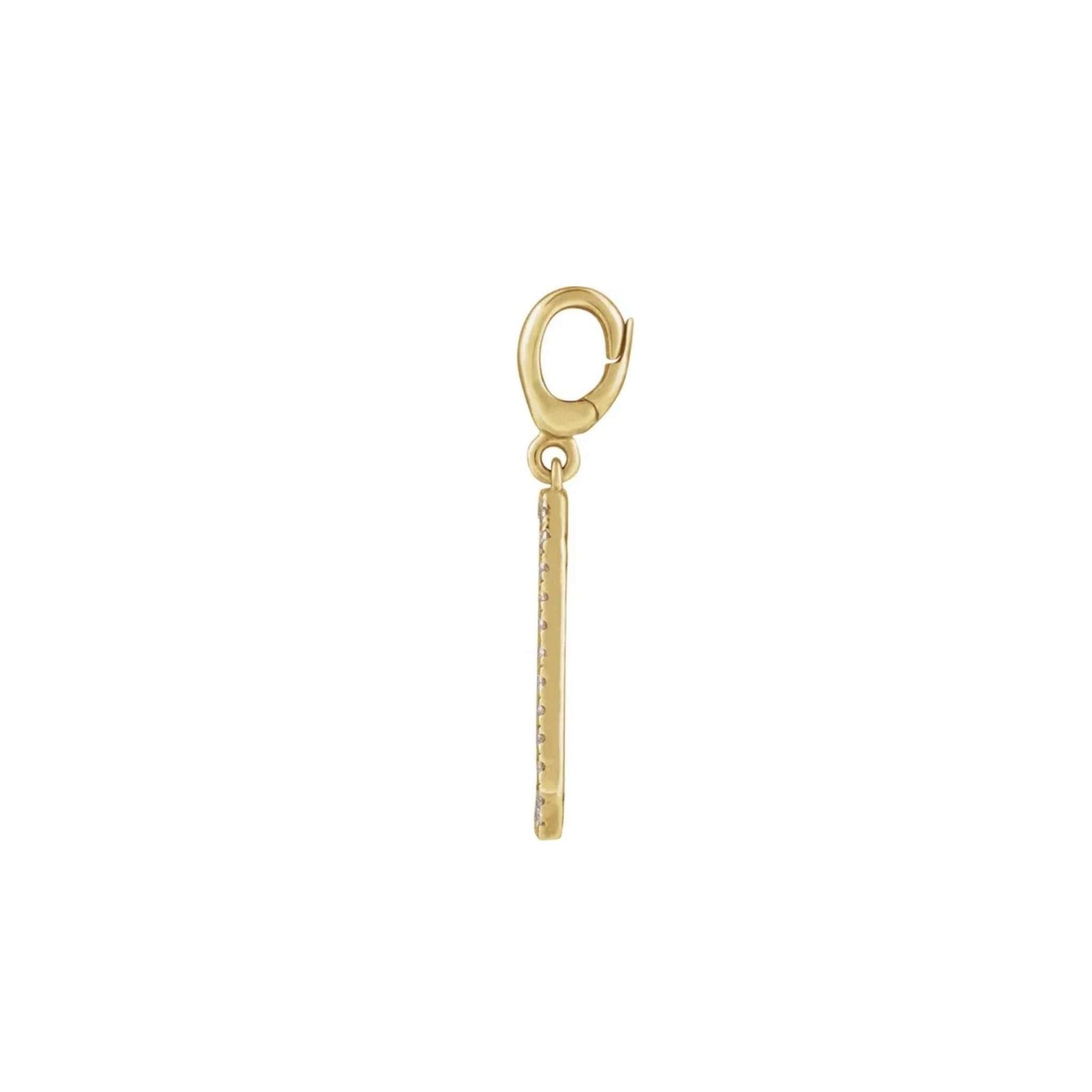 Engravable Diamond Dog Tag Charm in Solid 14K Gold - Camille Jewelry