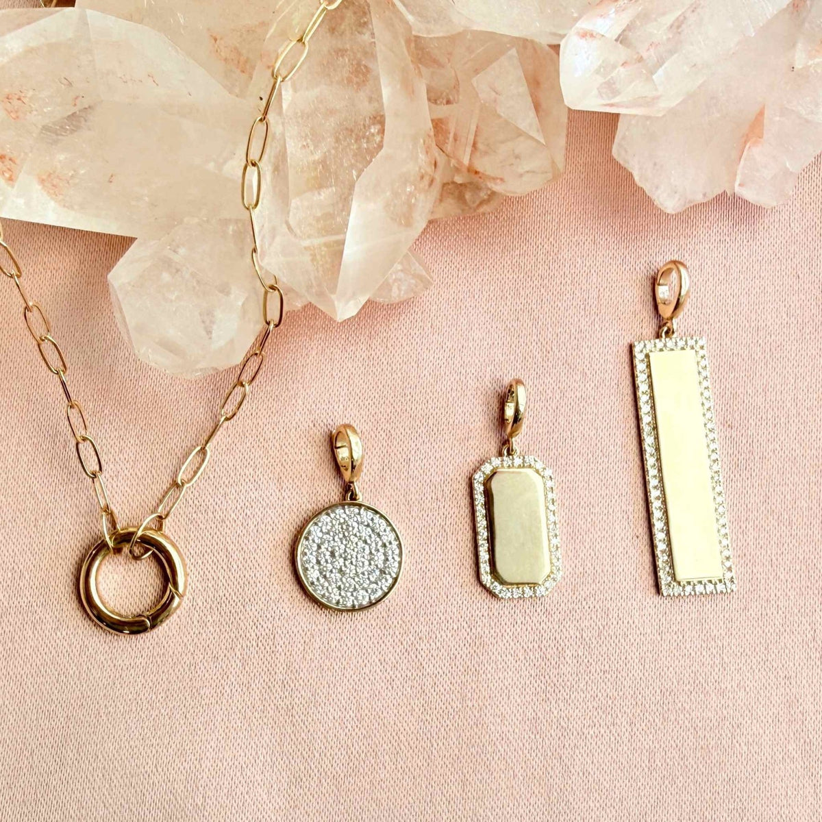Engravable Diamond Dog Tag Charm in Solid 14K Gold - Camille Jewelry